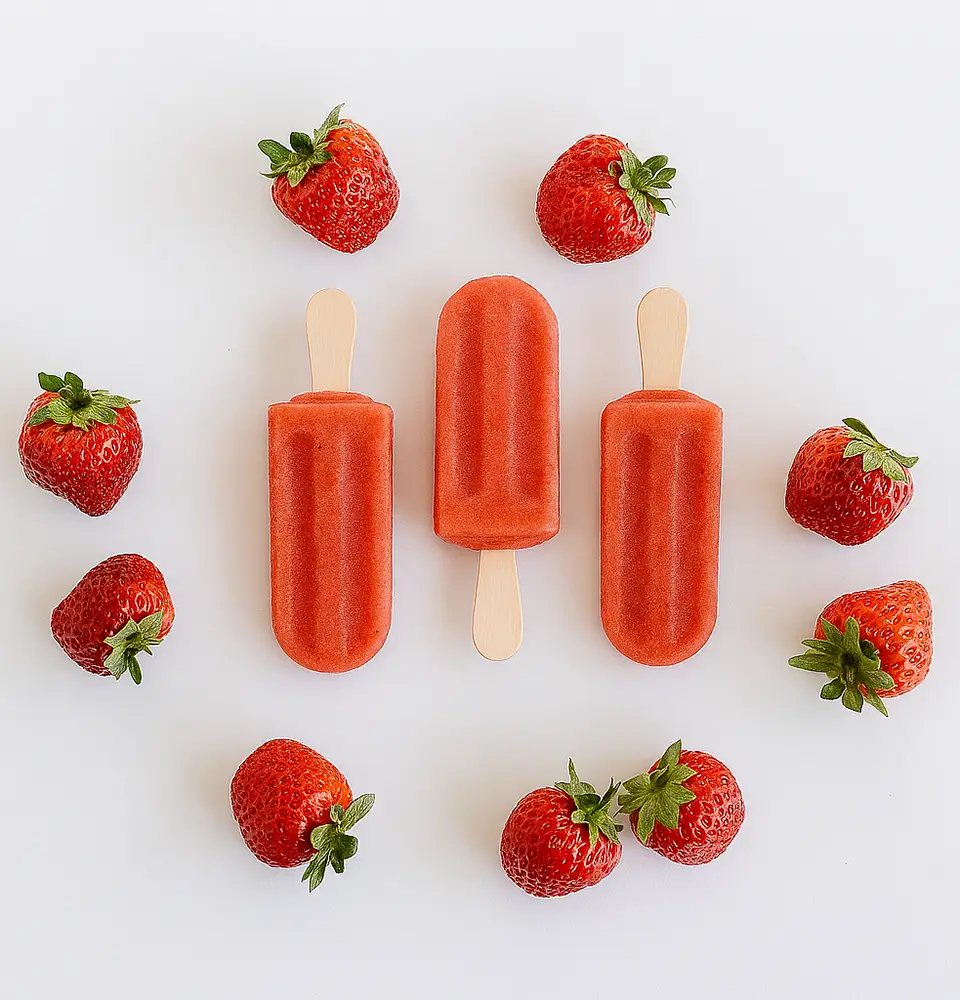3 strawberry pops with strawberries