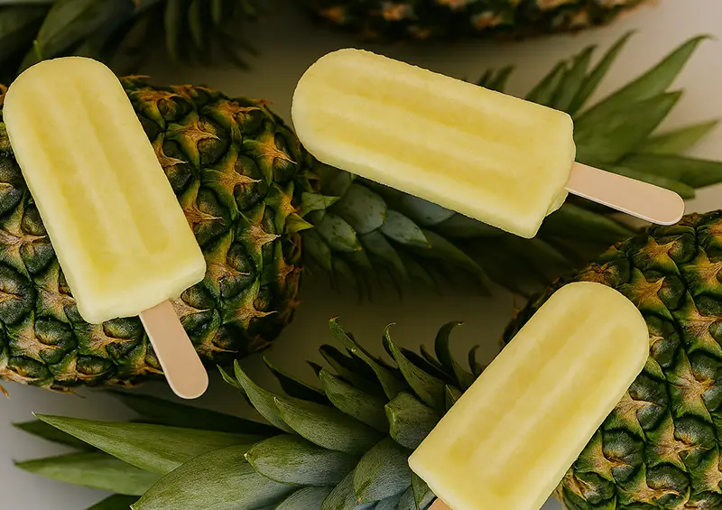 Papa and Nana's Pineapple Fruit Pops on fresh pineapple