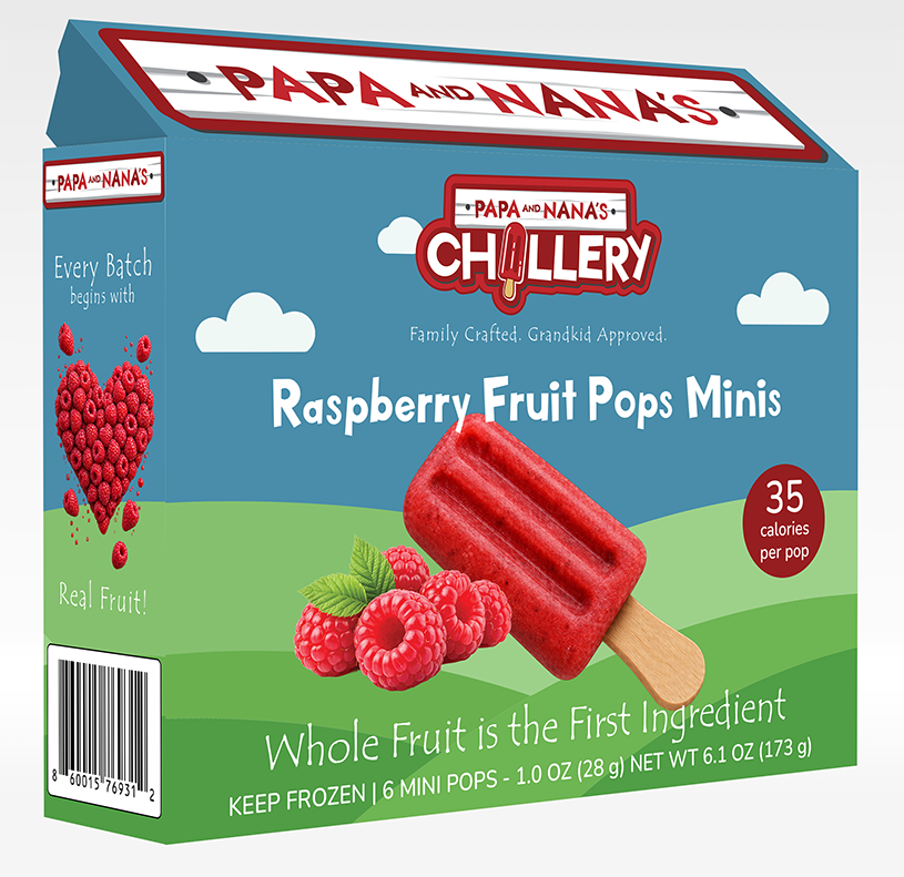 Raspberry fruit pop product box